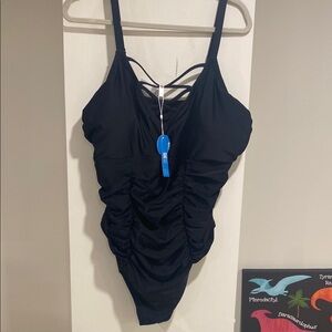 NWT Cupshe women’s size 3X black one piece swim suit